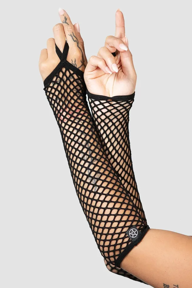 Killstar Gloves and Scarves Women Possess Me Fishnet Gloves B