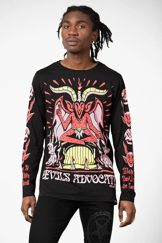 Killstar Graphic Tops Men Devils Advocate Long Sleeve Top