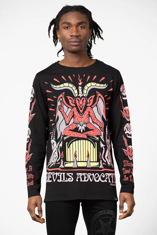 Killstar Graphic Tops Men Devils Advocate Long Sleeve Top