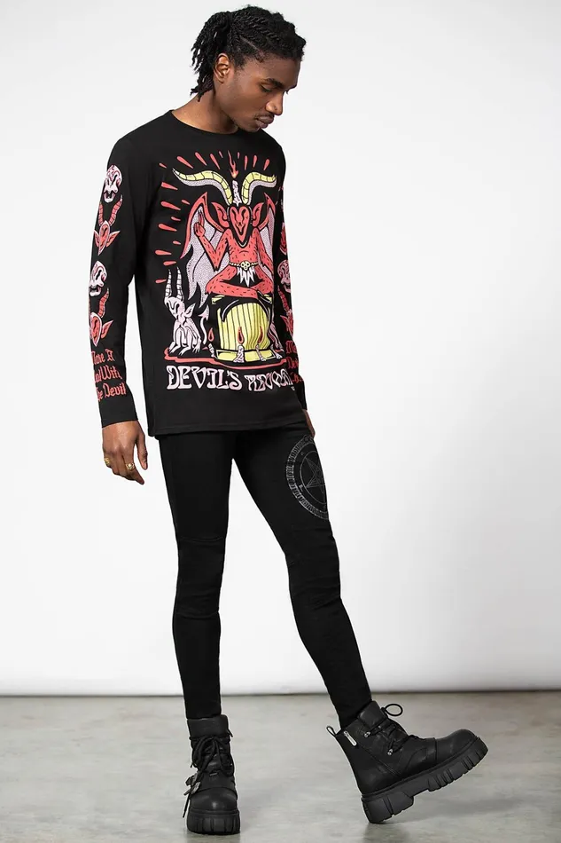 Killstar Graphic Tops Men Devils Advocate Long Sleeve Top