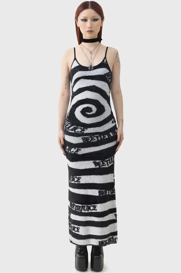 Killstar Knitted Women Vertigo Spiral Knitted Maxi Dress