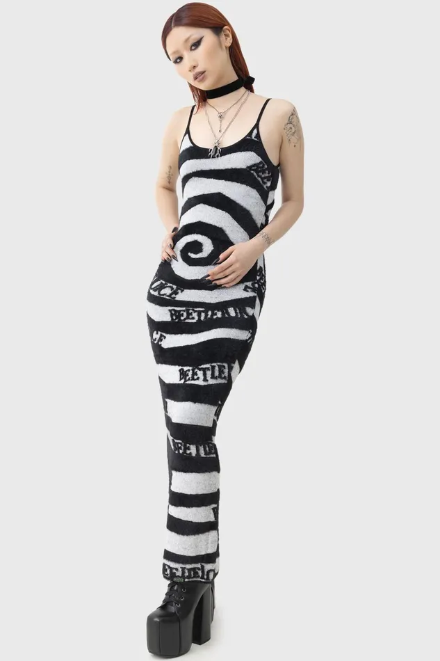 Killstar Knitted Women Vertigo Spiral Knitted Maxi Dress