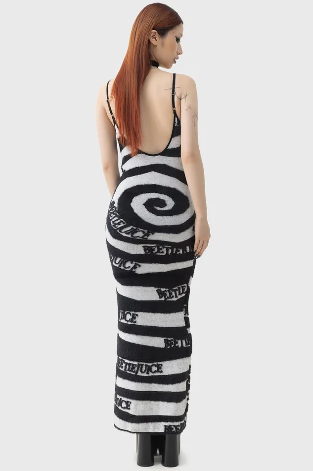 Killstar Knitted Women Vertigo Spiral Knitted Maxi Dress