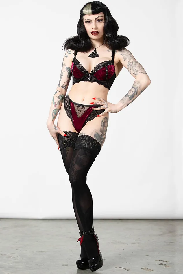 Killstar Lingerie Women Sacred Spirits Velvet Bralet BLOOD