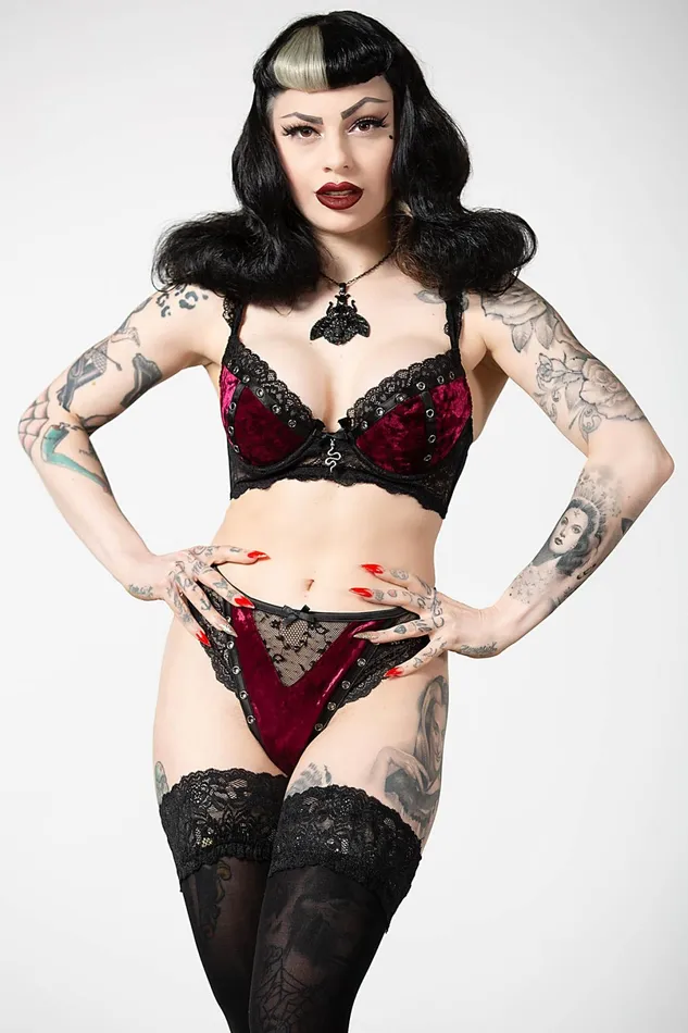 Killstar Lingerie Women Sacred Spirits Velvet Bralet BLOOD