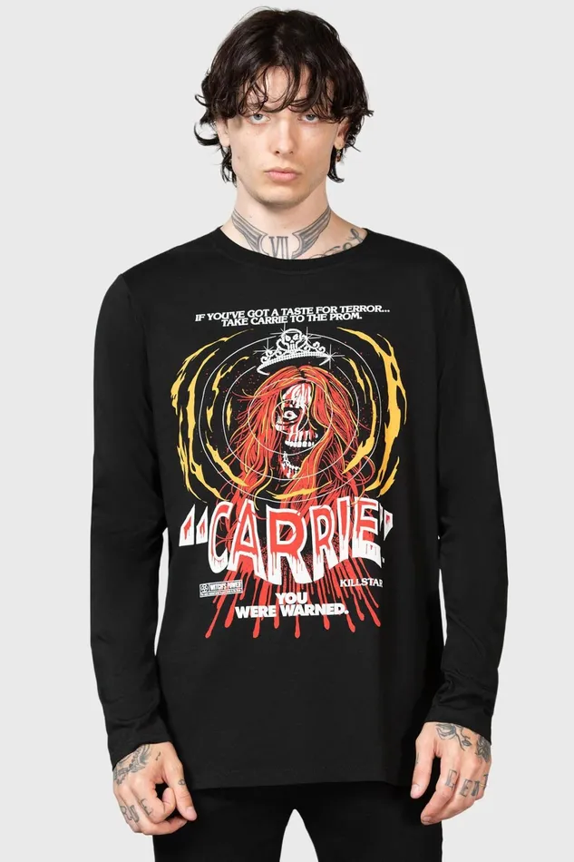 Killstar Long Sleeves Men Warned Long Sleeve Top