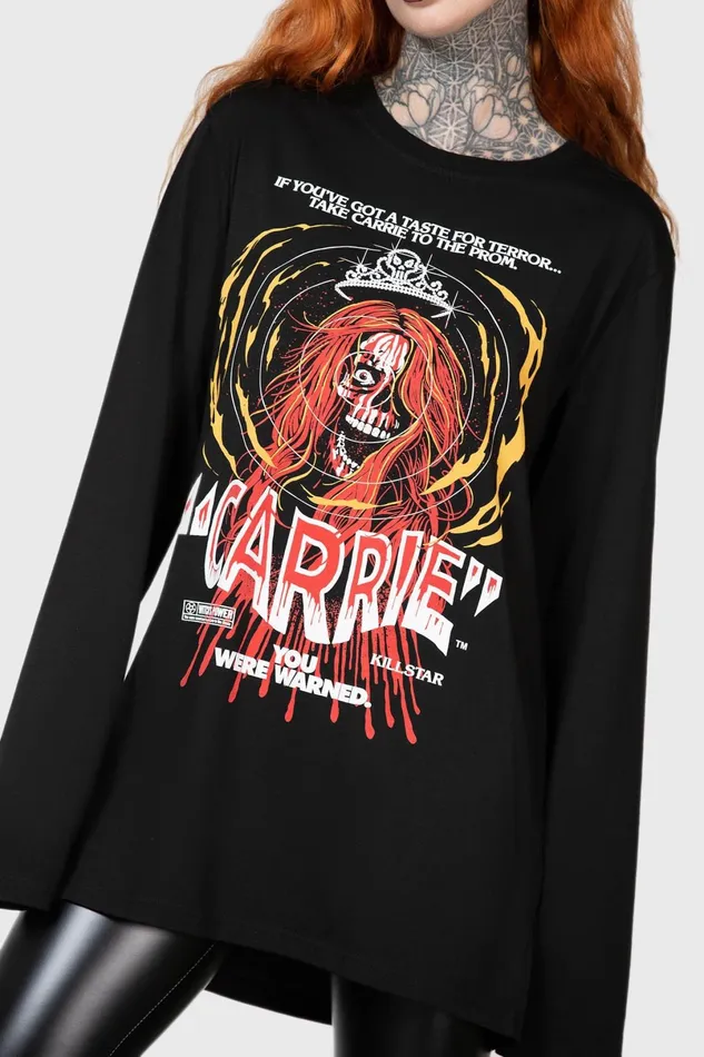 Killstar Long Sleeves Men Warned Long Sleeve Top
