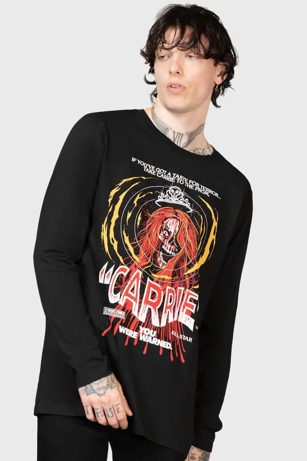 Killstar Long Sleeves Men Warned Long Sleeve Top