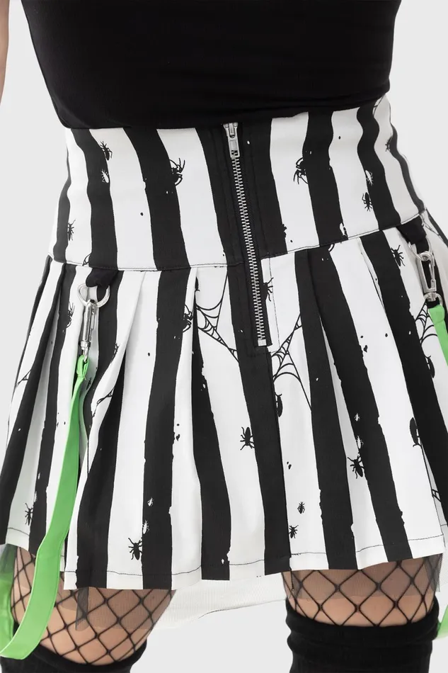 Killstar Mini Skirts Women Distressed Stripe Pleated MiniSkirt