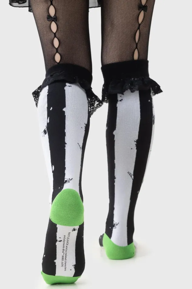 Killstar Socks and Tights Women Distressed Stripe Knee High Socks