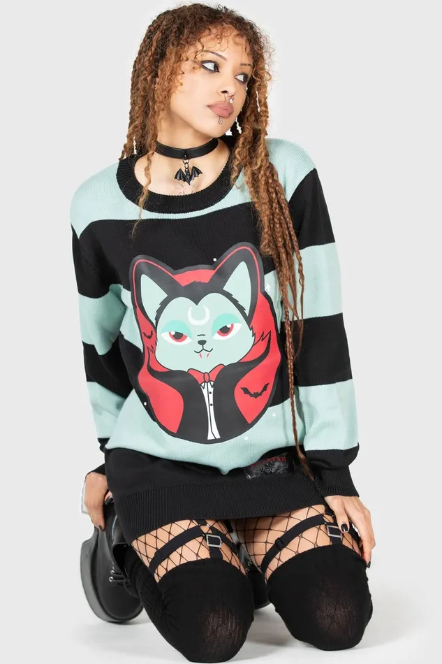 Killstar Sweaters Women Vampurr Stripe Sweater MINT