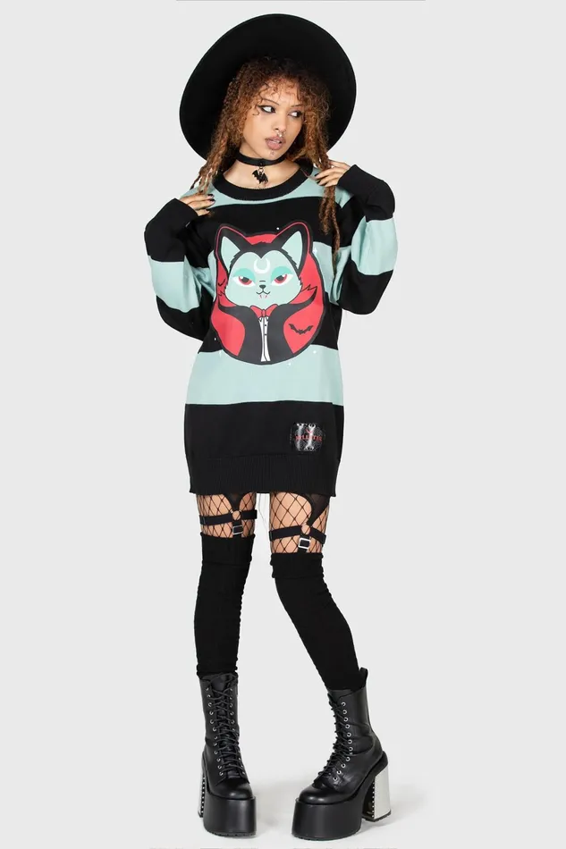 Killstar Sweaters Women Vampurr Stripe Sweater MINT