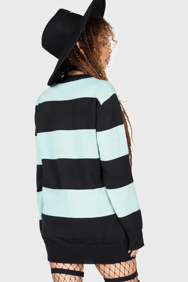 Killstar Sweaters Women Vampurr Stripe Sweater MINT