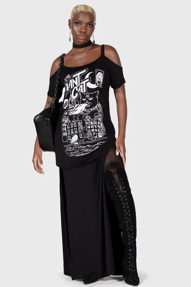 Killstar TShirts and Vests Women Cat Attack Distress Top