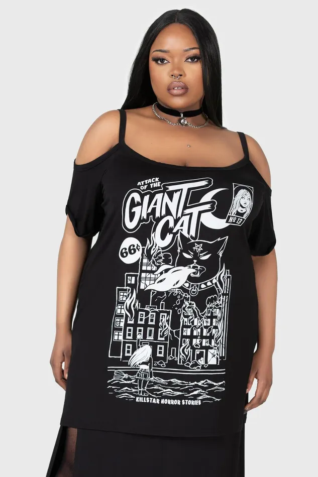 Killstar TShirts and Vests Women Cat Attack Distress Top