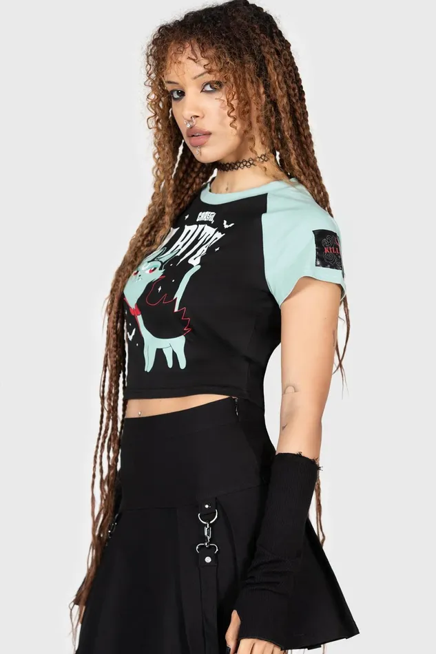 Killstar TShirts and Vests Women Cat Spat Shrunk Tee