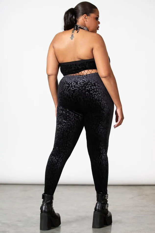 Killstar Velvet Women Caturday Leggings B