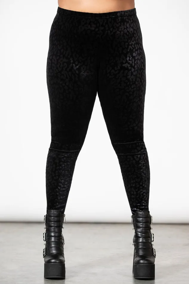 Killstar Velvet Women Caturday Leggings B