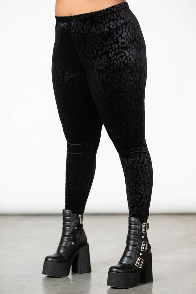 Killstar Velvet Women Caturday Leggings B