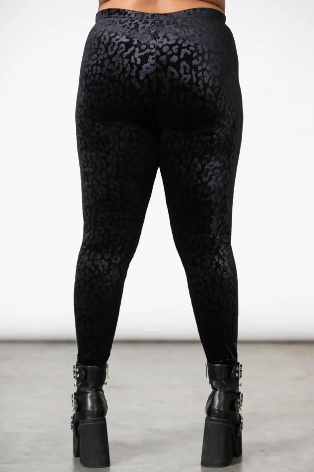 Killstar Velvet Women Caturday Leggings B