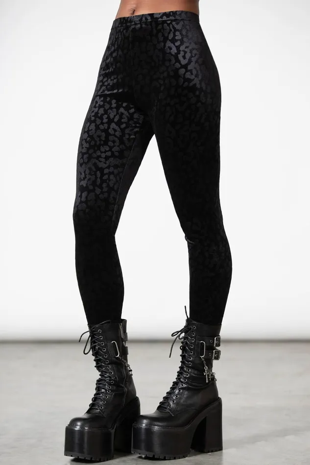 Killstar Velvet Women Caturday Leggings B