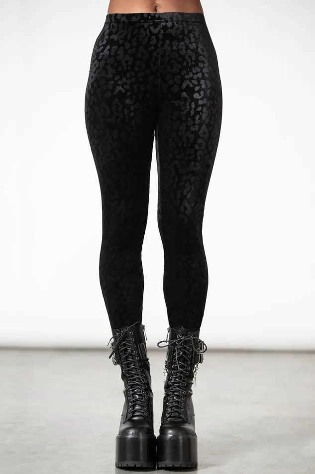 Killstar Velvet Women Caturday Leggings B
