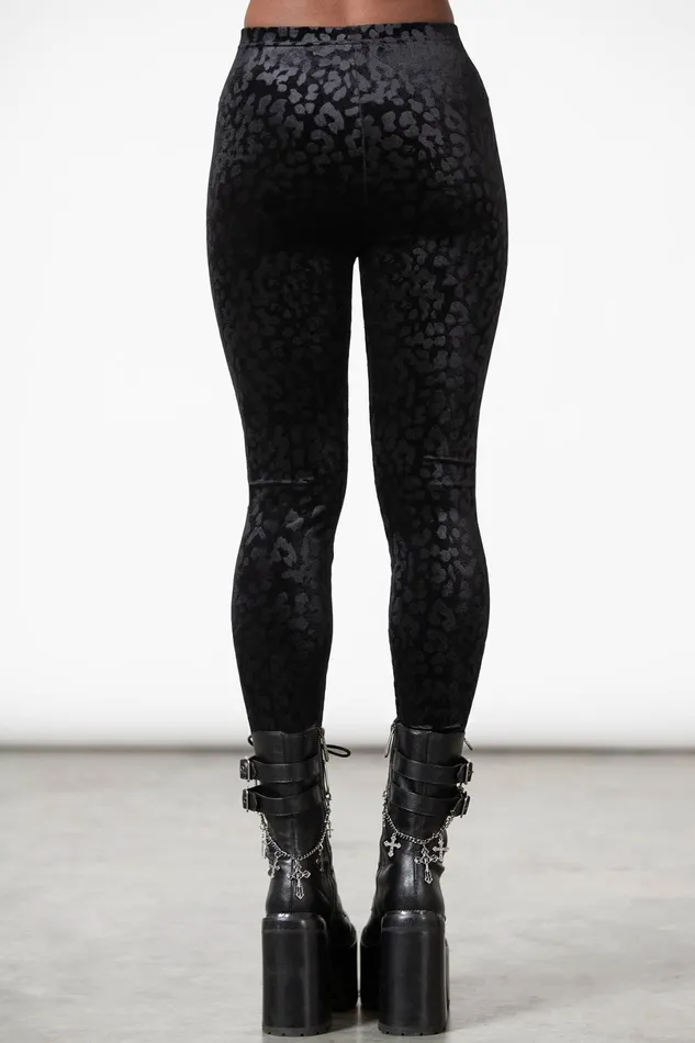 Killstar Velvet Women Caturday Leggings B