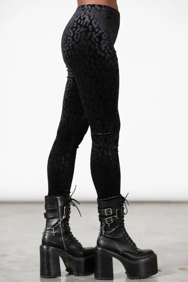 Killstar Velvet Women Caturday Leggings B