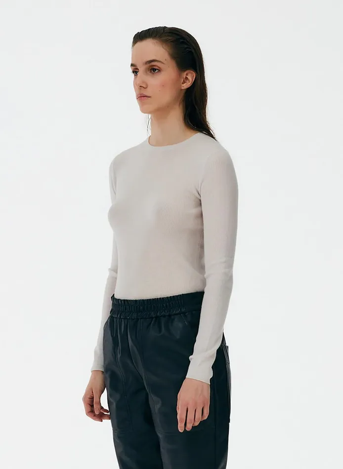 Knitwear and Sweatshirts Women Tibi Feather Weight Ribbed Crewneck Pullover Sweater