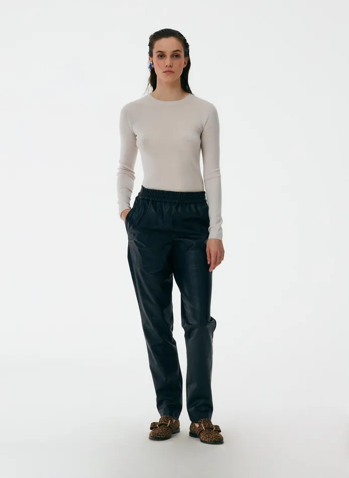 Knitwear and Sweatshirts Women Tibi Feather Weight Ribbed Crewneck Pullover Sweater