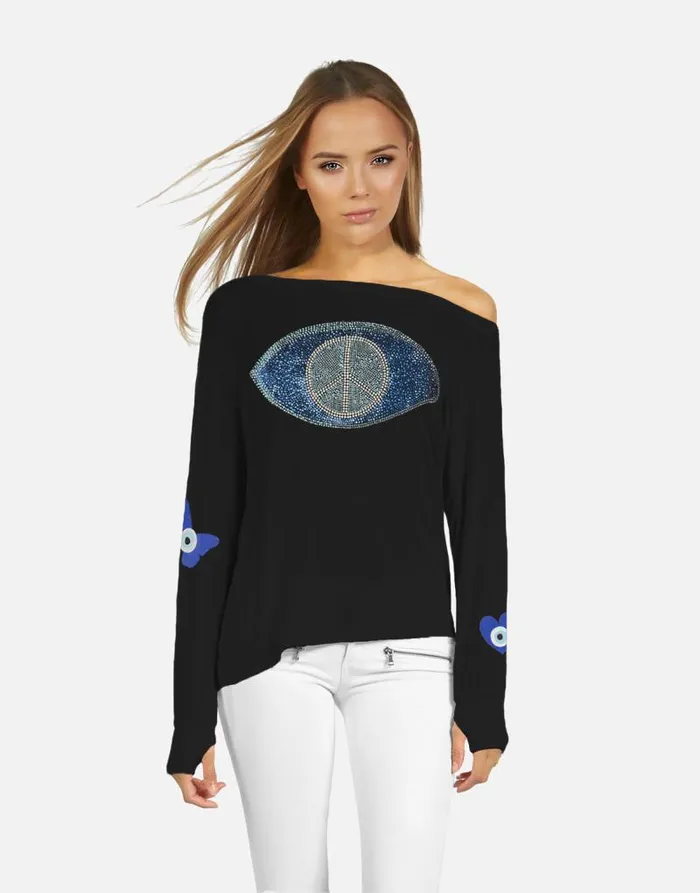 Krista Peace Evil Eye Black Women Lauren Moshi Long Sleeve