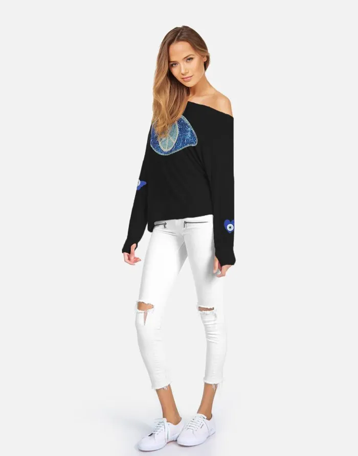 Krista Peace Evil Eye Black Women Lauren Moshi Long Sleeve