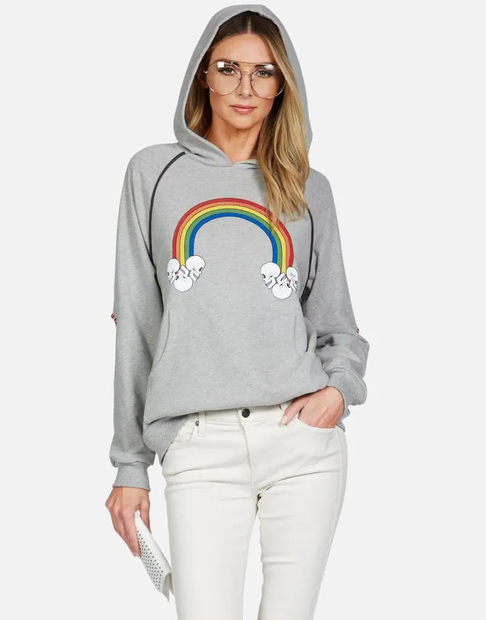 Kylie Rainbow Skull Cloud Heather Grey Women Lauren Moshi Hoodies
