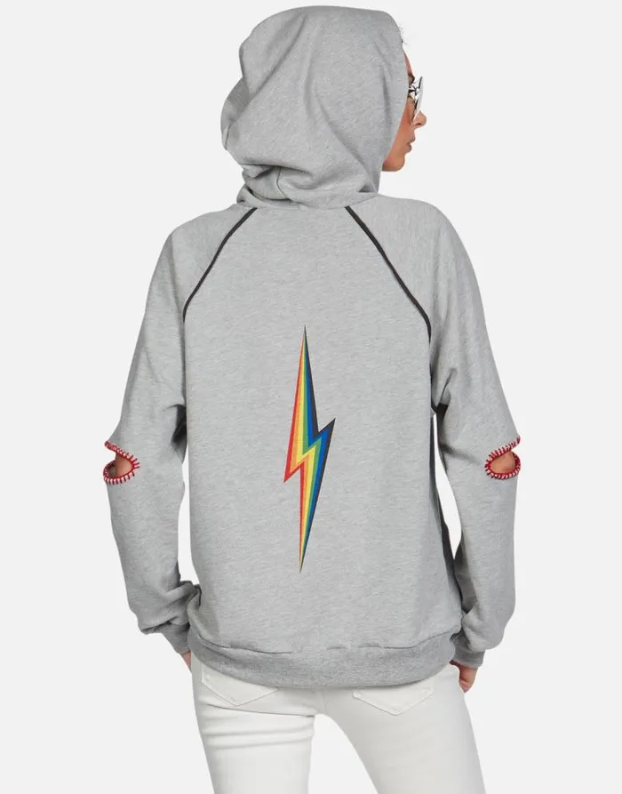 Kylie Rainbow Skull Cloud Heather Grey Women Lauren Moshi Hoodies