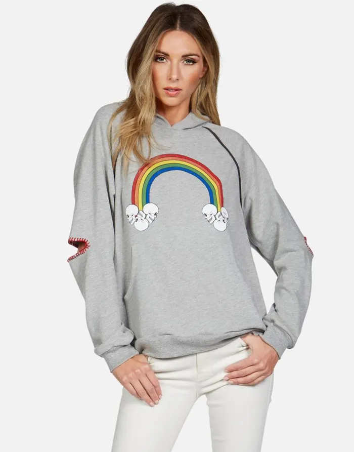 Kylie Rainbow Skull Cloud Heather Grey Women Lauren Moshi Hoodies