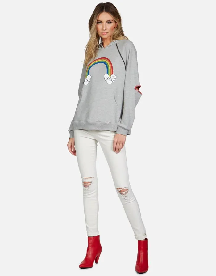 Kylie Rainbow Skull Cloud Heather Grey Women Lauren Moshi Hoodies