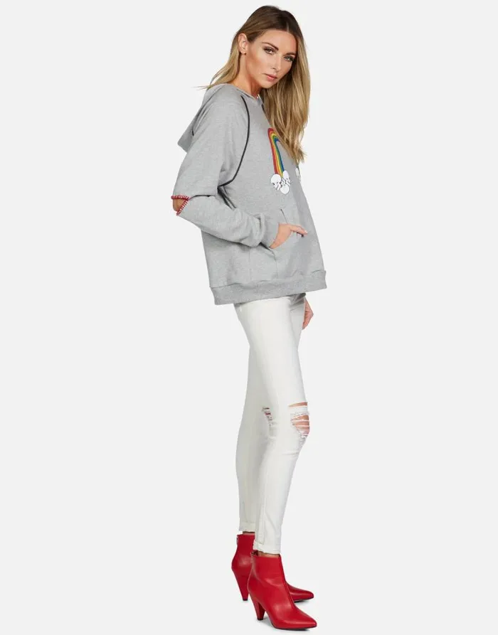 Kylie Rainbow Skull Cloud Heather Grey Women Lauren Moshi Hoodies