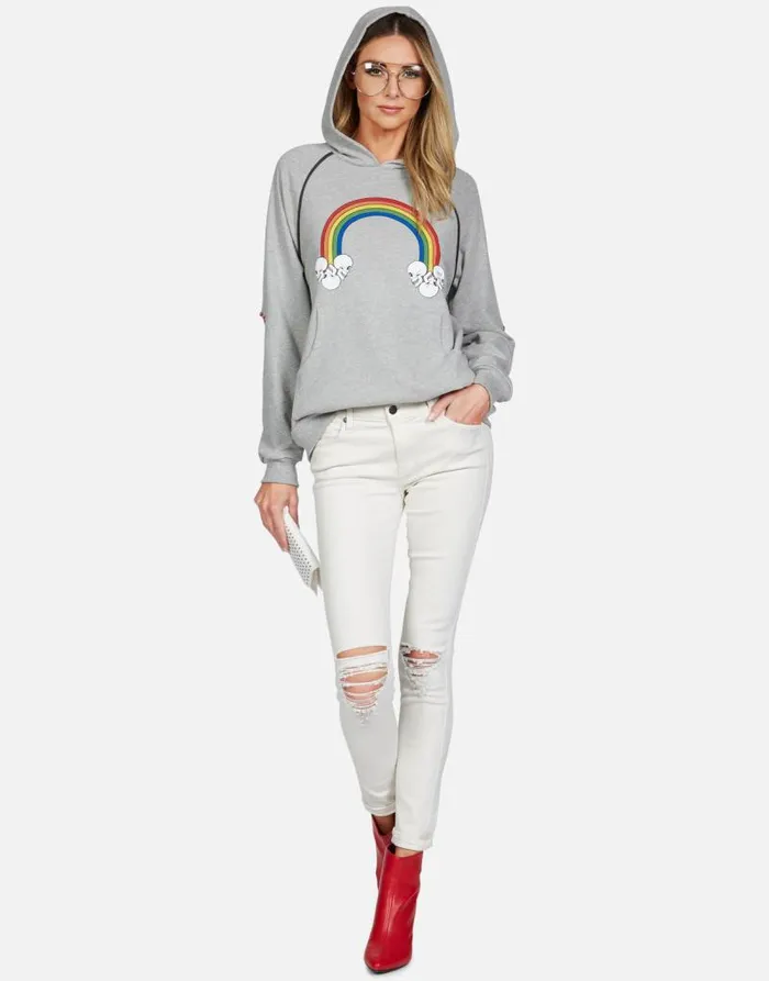 Kylie Rainbow Skull Cloud Heather Grey Women Lauren Moshi Hoodies