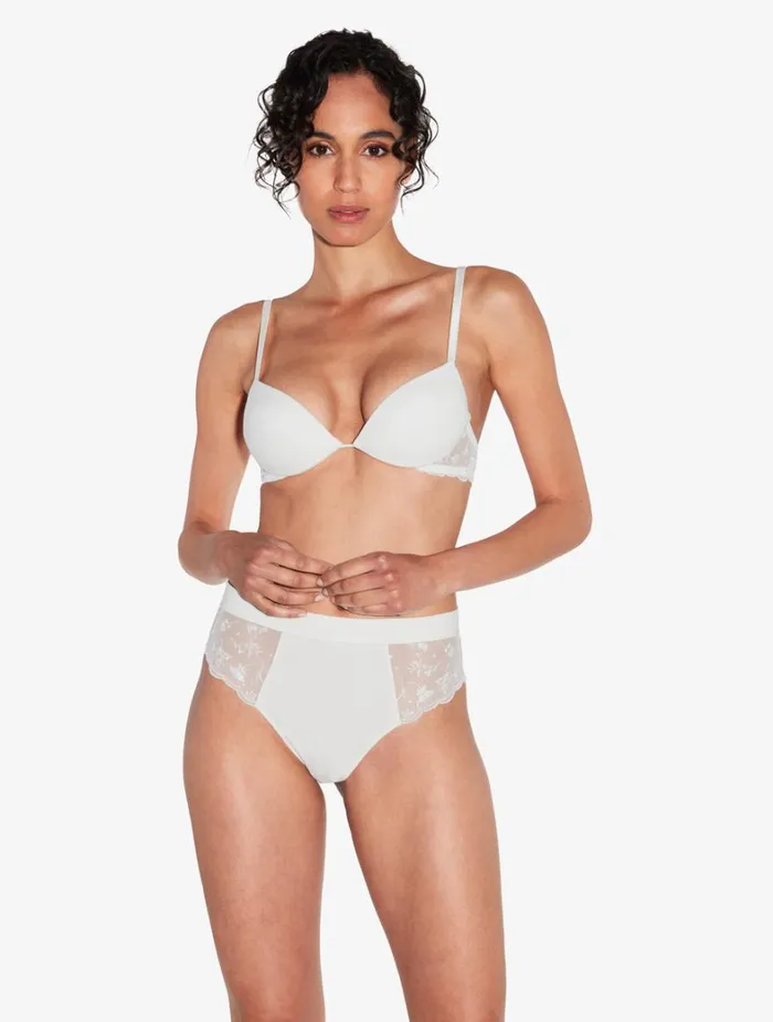 La Perla High Waisted Briefs In Lys With Embroidered Tulle Women Highwaist