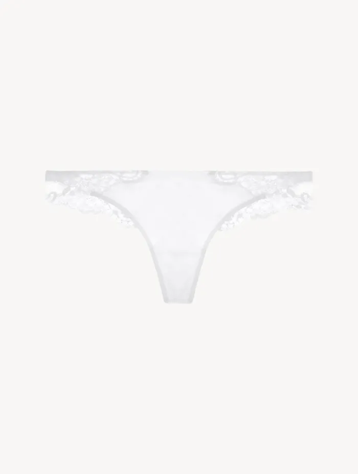 La Perla Luxury Cotton Thong In White Women G String and Thong