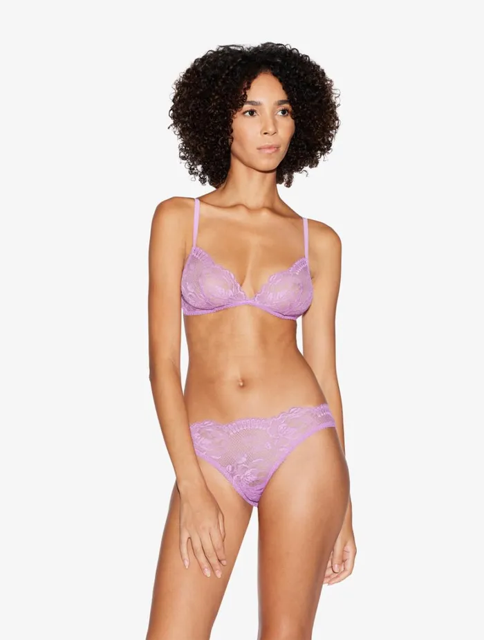 La Perla Luxury Lace NonWired Bra In Lilac Rose Women Triangle