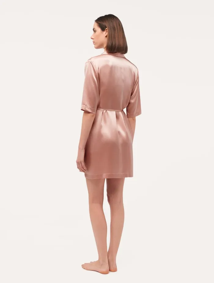 La Perla Luxury Silk Long Shirt In Powder Pink Women Silk Sleepwear