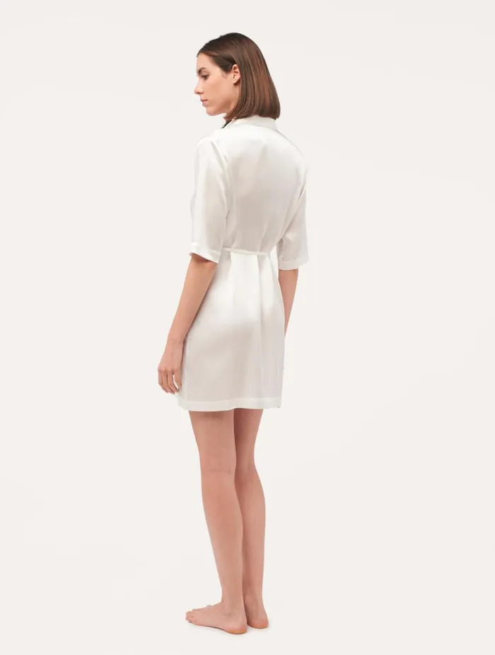 La Perla Luxury Silk Long Shirt In White Women Silk Sleepwear