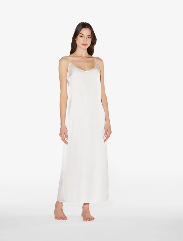 La Perla Luxury Silk Long Slip Dress In White Women Slips and Dresses