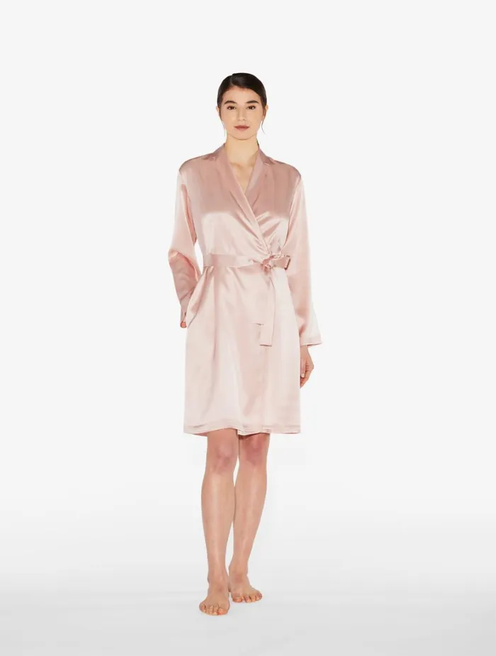 La Perla Luxury Silk Short Robe In Powder Pink Women Loungewear