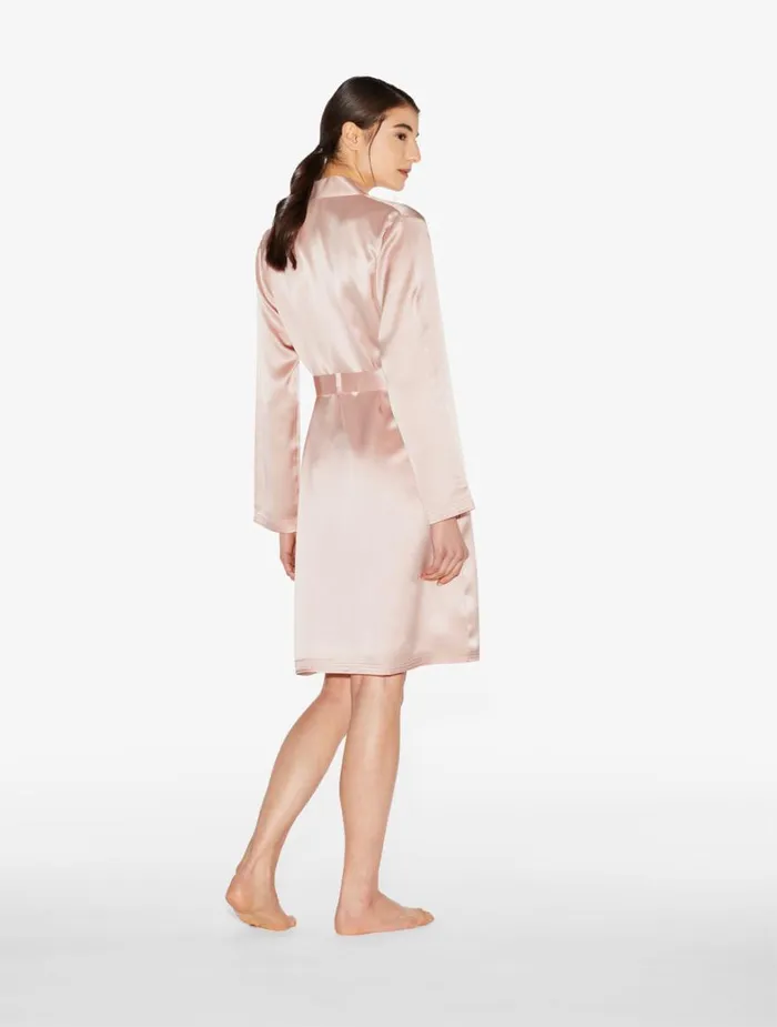 La Perla Luxury Silk Short Robe In Powder Pink Women Loungewear