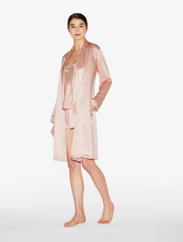 La Perla Luxury Silk Short Robe In Powder Pink Women Loungewear