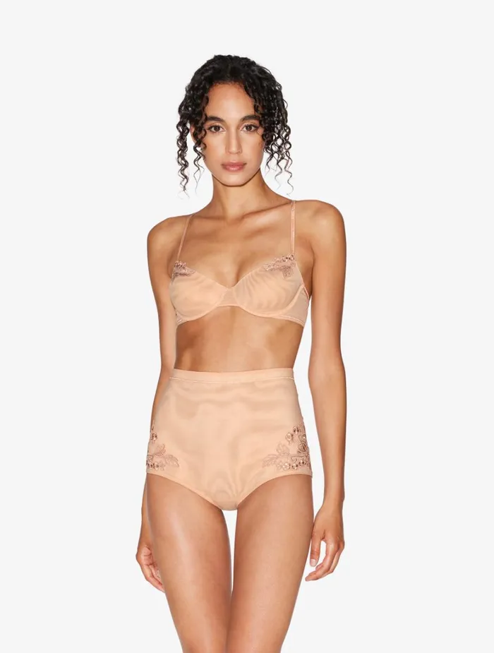 La Perla Luxury Stretch Tulle Balconette Bra In Sand Women Balconette