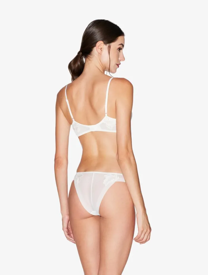 La Perla Luxury Stretch Tulle Brazilian Panties In OffWhite Women Brazilian