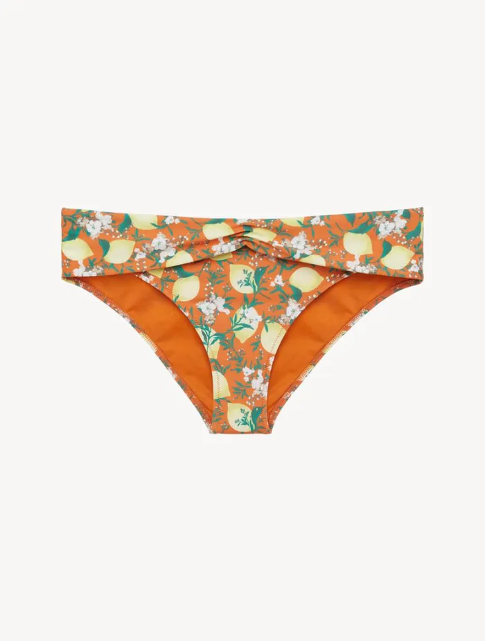 La Perla Orange Printed Bikini Brief With Draped Waist Women Bikinis